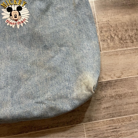 Vintage Disney Mickey Mouse Denim Tote Bag Flower Power - Picture 4 of 8